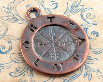 44mm Rustic Astrology Pendant, Copper Astrology Pendant, Mykonos Casting  (1) - M63 - X0460