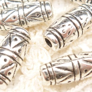 Tribal Pattern Oval Barrel Spacer Bead 11x5 (10) - SF69
