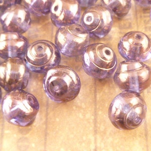 8mm Metallic Purple Snail Bicone Czech Glass Beads (20) - BM3