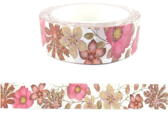 Pink Floral Washi Tape Pink Flower Washi Tape 36 - Etsy