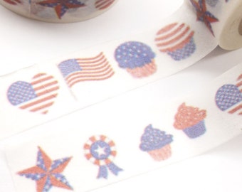 Patriotisches Washi Tape, Rot Weiß Blau Washi Tape, Cupcake Washi Tape, Flagge Washi Tape, Band Washi Tape, Volle Rolle - K722