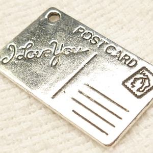 Te amo mensaje encantos postales, tono de plata (4) - S54