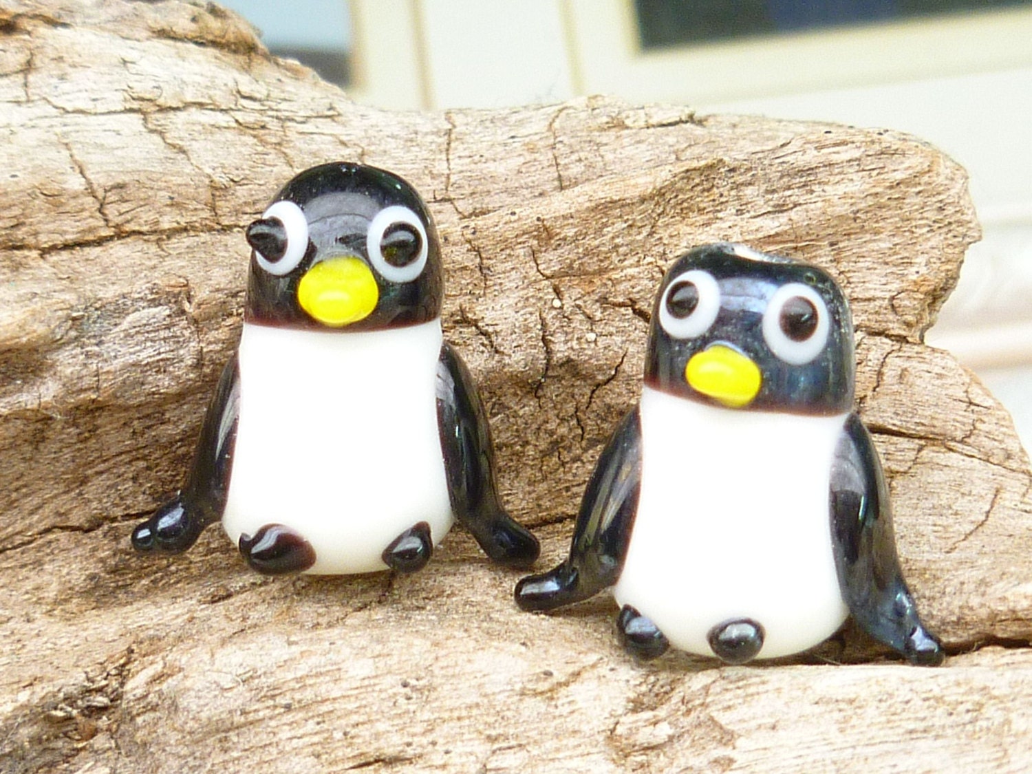 Lampwork Penguin Glass Beads, Lamwork Animal Glass Beads (2
