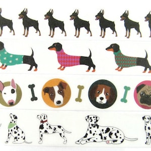 Washi Tape Dog Breeds, Doberman, Bully Breeds, Dachshund Dog, Dalmatian - CWWTS