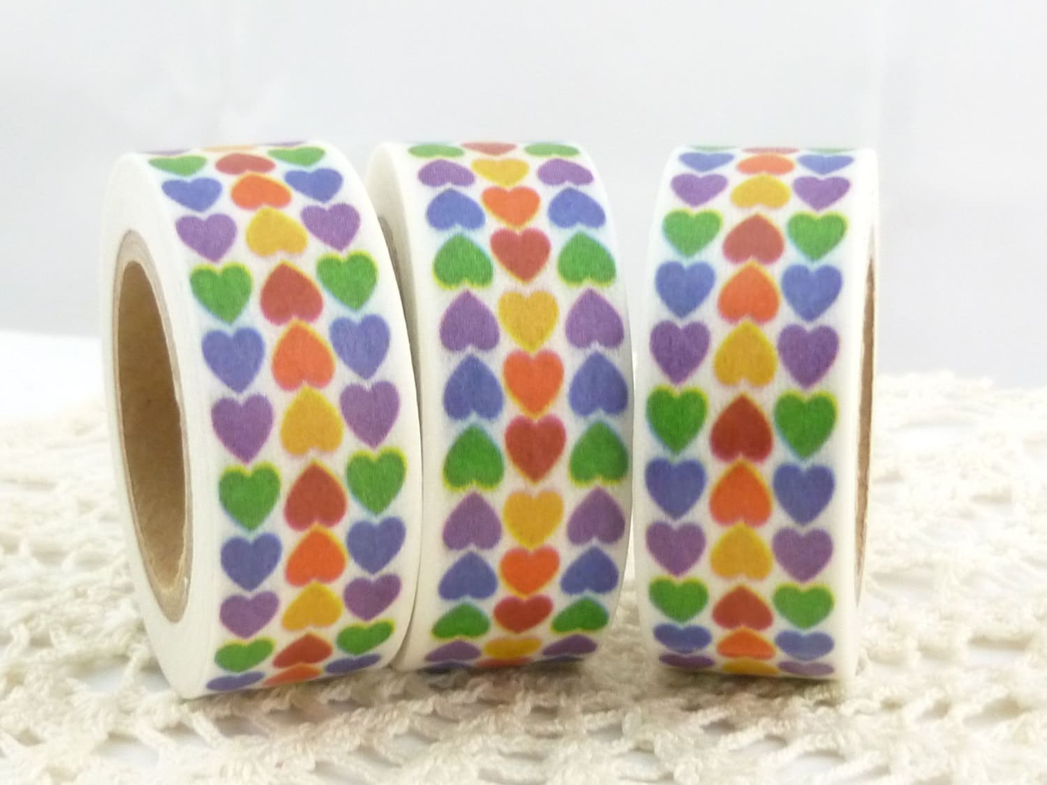 Rainbow Hearts Washi Tape, Full Roll - S1091