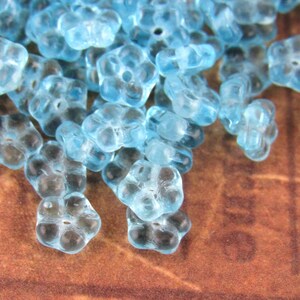 5mm Blue Flower Spacer Glass Beads, Aqua Flower Beads (50) - BM3