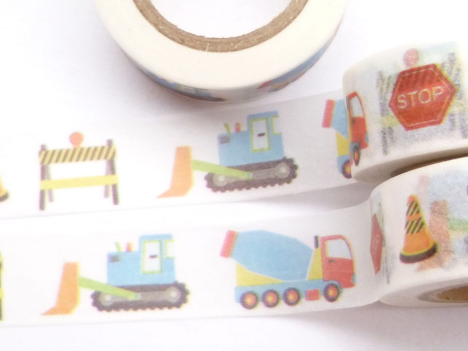 Contruction Washi Tape, Truck Washi Tape, Caterpillar Washi Tape, Baby Boy Washi Tape, Full Roll  - Y567