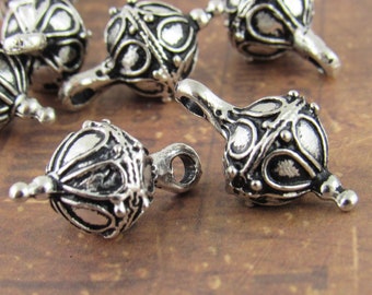 Vintage Look Silber Zinn Ball Drop Charm Anhänger, Mykonos Casting Bead (2) - M60 - X3799