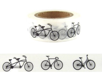 Washi Tape Black Bike, Bicycle Washi Tape,  Full Roll - Z1383