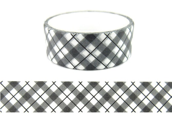 Plaid Black White Washi Tape, Full Roll - CWWTS