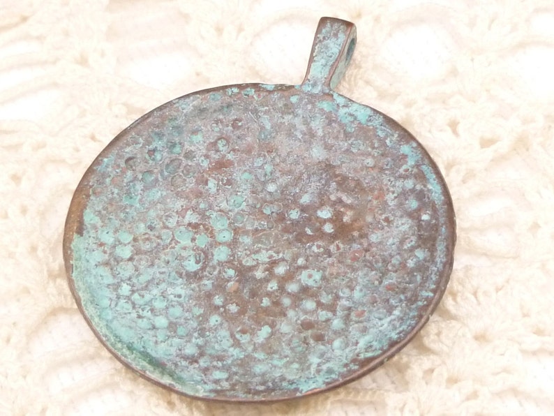 1 - M64 x5841 Rustic Blue Patina Mayan Calendar Pendant Mykonos Casting Pendant