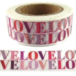Cinta adhesiva Love Washi, cinta adhesiva Love Washi rosa, rollo completo, talla M