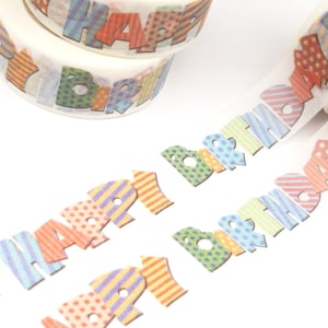 Washi Tape, Happy Birthday Washi Tape, Full Roll - R685