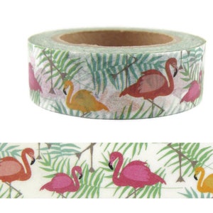 Sample Pink Flamingo Washi Tape, Pink Bird Washi Tape, Animal Washi Tape, 36 Sample Washi Tape CWWTS-7 image 2