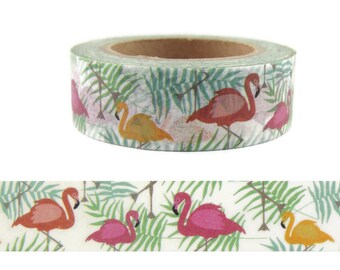 Pink Flamingo Washi Tape, Pink Bird Washi Tape, Animal Washi Tape,  Full Roll - CWWTS-7