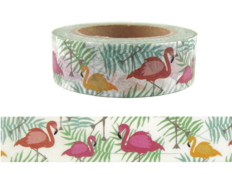 Sample Pink Flamingo Washi Tape, Pink Bird Washi Tape, Animal Washi Tape, 36 Sample Washi Tape CWWTS-7 image 2