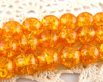 8mm Topas Gelbe Crackled Perlen, Glatte Runde Tschechische Glasperlen (20 Stück) - BM1