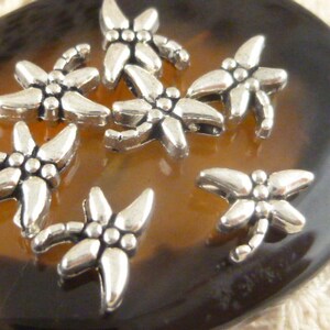 8mm Tiny Dragonfly Spacer Beads, Antique Silver (20) - SF85