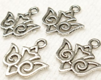 Stylized Bird Charms, Antiqued Silver Bird Charm, Abstract Bird Charms  (8)  - S164