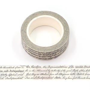 Cinta washi con escritura cursiva, cinta washi con letras, cinta washi con la Declaración de la Independencia (rollo completo) - CWWTS-20