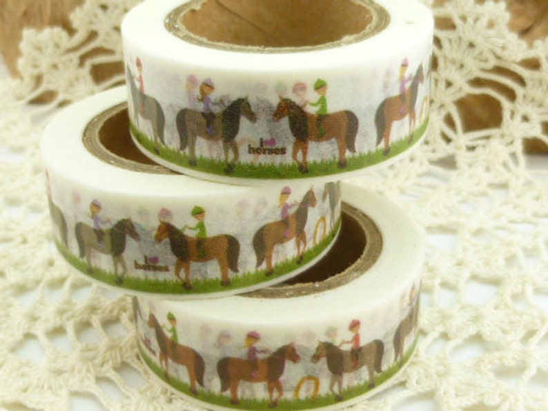EE673 36 Sample Washi Tape or Full Roll Horseback Rider Washi Tape Horse Lover Washi Tape