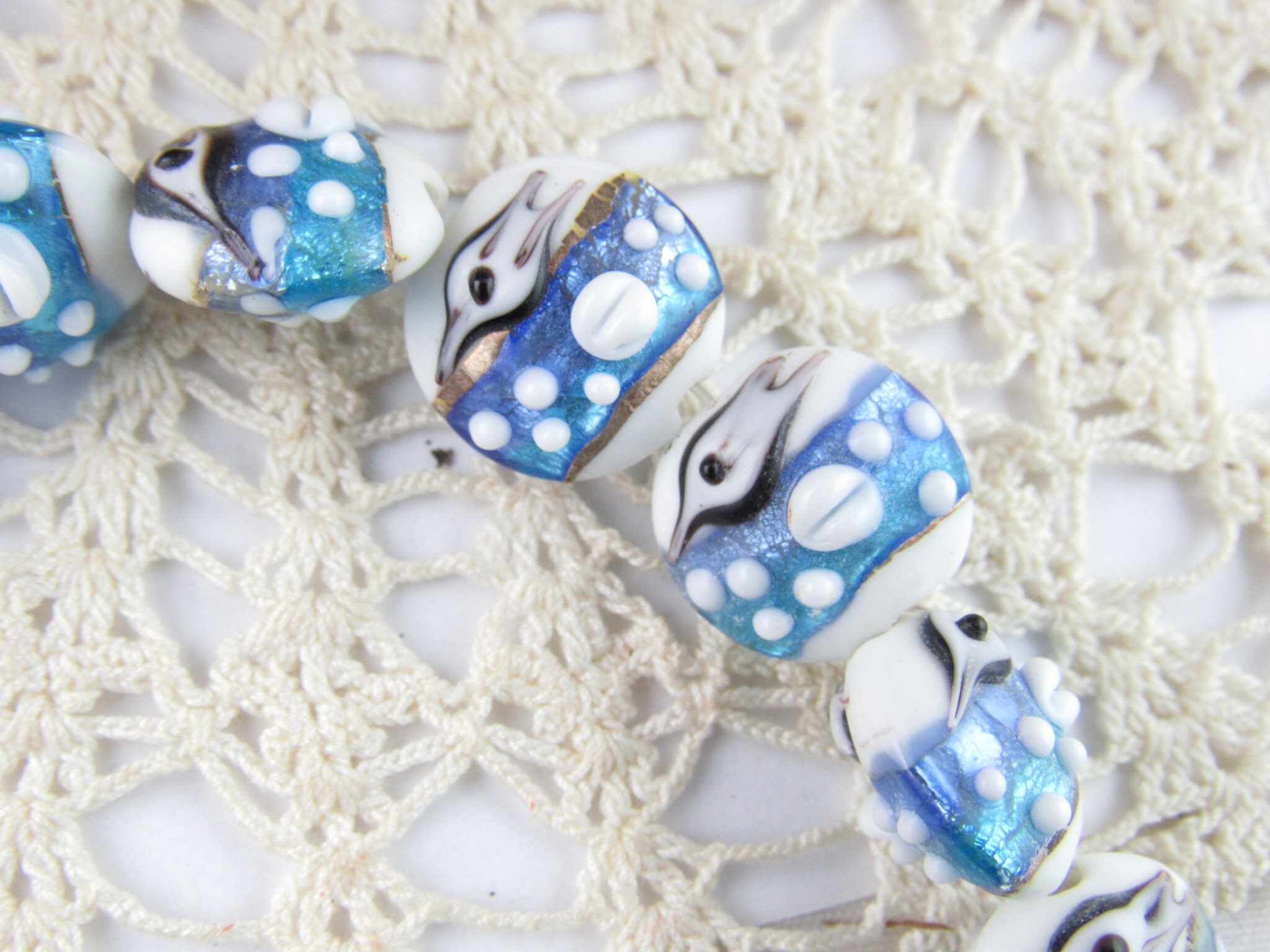 16mm Delicate Capri Blue Ocean and Fish Lampwork Focal Beads (2) - Etsy