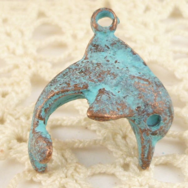 Jumping Dolphin Rustic Patina Casting Charm, Mykonos Casting  (2) - M91