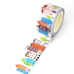 City Washi Tape, Houses Washi Tape, Neighborhood Washi Tape, 30mm/10M Wide Washi Tape,  CWWTS