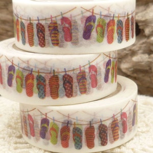 Washi Tape, Flip Flop Washi Tape,  Sandal Washi Tape, Beach Washi Tape, Full Roll - U574