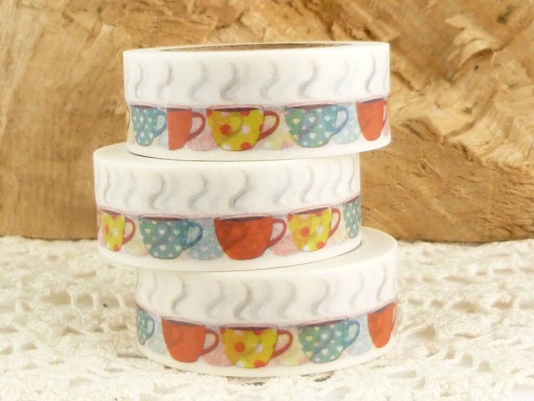 Washi Tape, Coffee Cup, Tea Cup Washi Tape, Full Roll - Y1547 - Etsy
