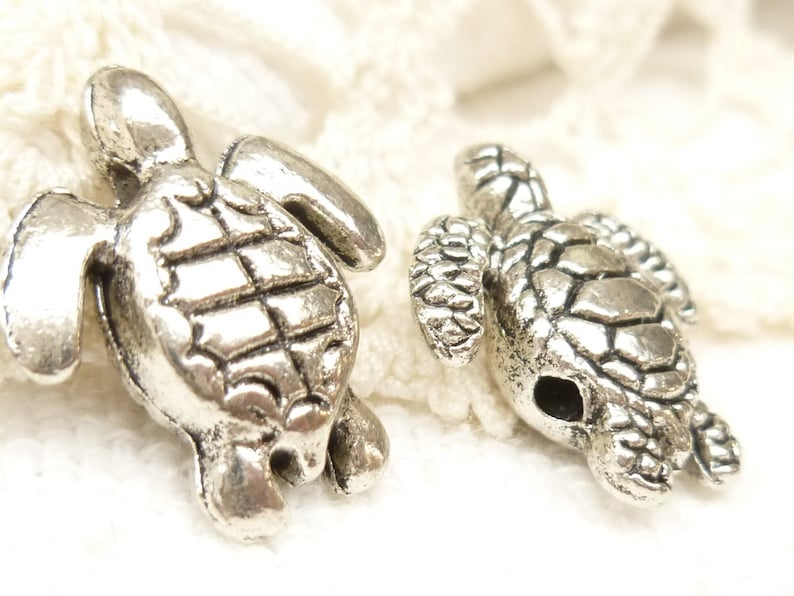 Life-like Sea Turtle Spacer Beads 3D Antique Silver 4 - Etsy