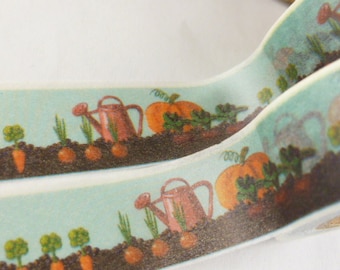 Washi Tape Harvest Garden, Vegetable Washi Tape, Pumpkin Washi Tape, Carrots Washi Tape, Full Roll - I2284