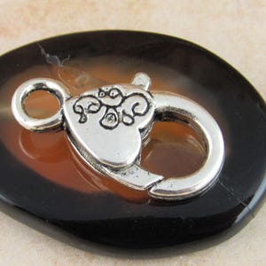 Cierres de langosta extragrandes de 25 mm con forma de corazón grabado en espiral, tono plateado (3) - SF14