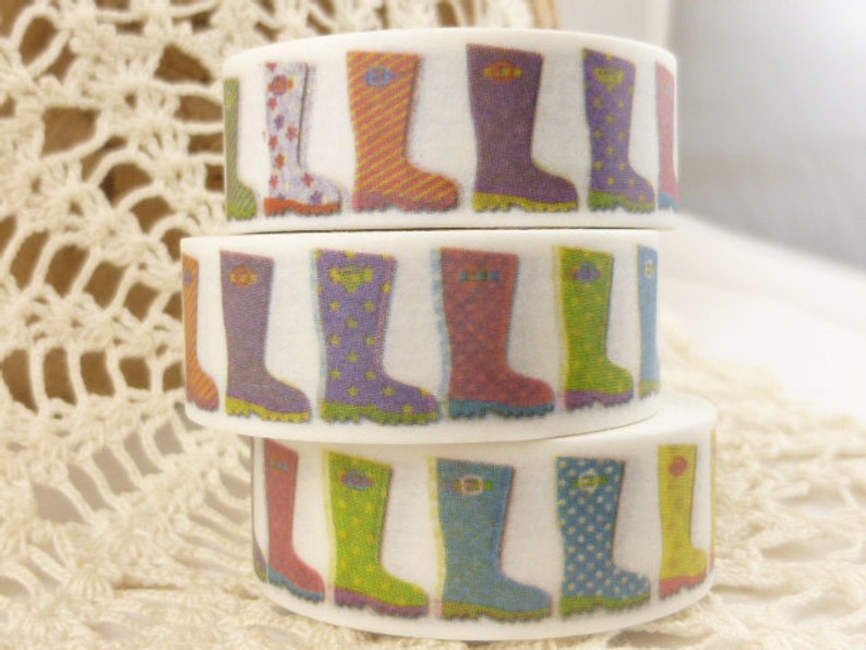 QQ1483 Washi Tape Multicolor Rain Boots Shoes Washi Tape 36 Sample Washi Tape or Full Roll