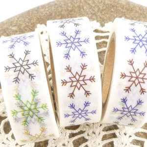 Washi Tape Snowflake, Green Red Blue Christmas Washi Tape, Full Roll - 630