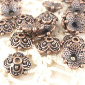 8 mm Antik Kupfer Blumen Perlenkappen viktorianischer Look (20) - A2