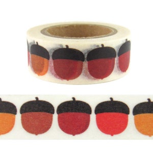 Washi Tape Acorn, Orange Fall Autumn Washi Tape,  Roll - R1717