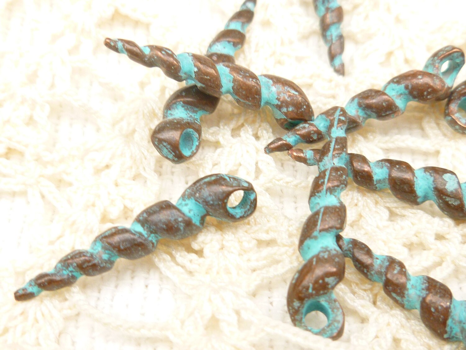 22mm Patina Auger Shell Charm Rustic Twisted Spike Charms - Etsy