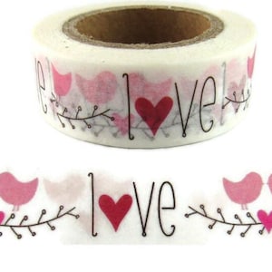 Nastro Washi Love Birds, Nastro Washi di San Valentino, Nastro Washi Love, Rotolo completo - U