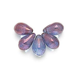9x6 Lumi Amethyist Czech Glass Drop Beads (25) - BM3
