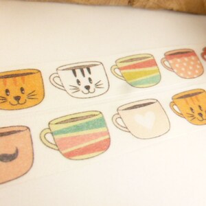 Washi Tape Coffee or Tea Cup Cat Lover Washi Tape, Full Roll MM2040 image 3