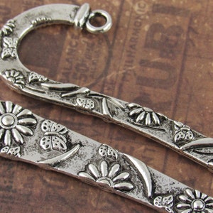 81mm Metal Flower Bookmark, Butterfly Bookmark Blank, Garden Bookmark, Tibetan Silver Bookmark Base (2)