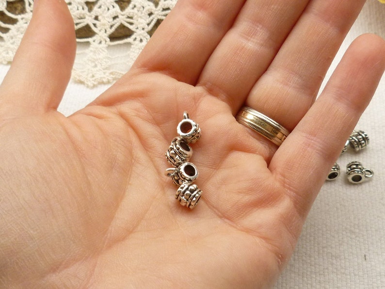 10 SF38 Antique Silver Ornate European Slider Bail