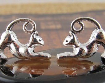 3D Playful Cat Charms, Kitten Charms Silver Tone (6) - S135