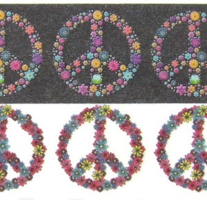 Cinta washi con símbolo de la paz, símbolo de la paz, flor de la paz (rollo completo) - CWWTS