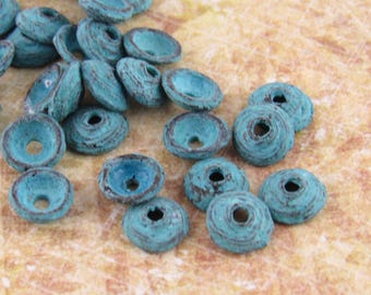 6mm Small Swirl Bead Cap, Rustic, Patina, Mykonos Casting Bead Caps (10) - M43