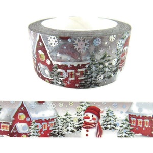 Winter Washi Tape,  Snowman Washi Tape, Foil Christmas Washi Tape, Full Roll - CWWTS