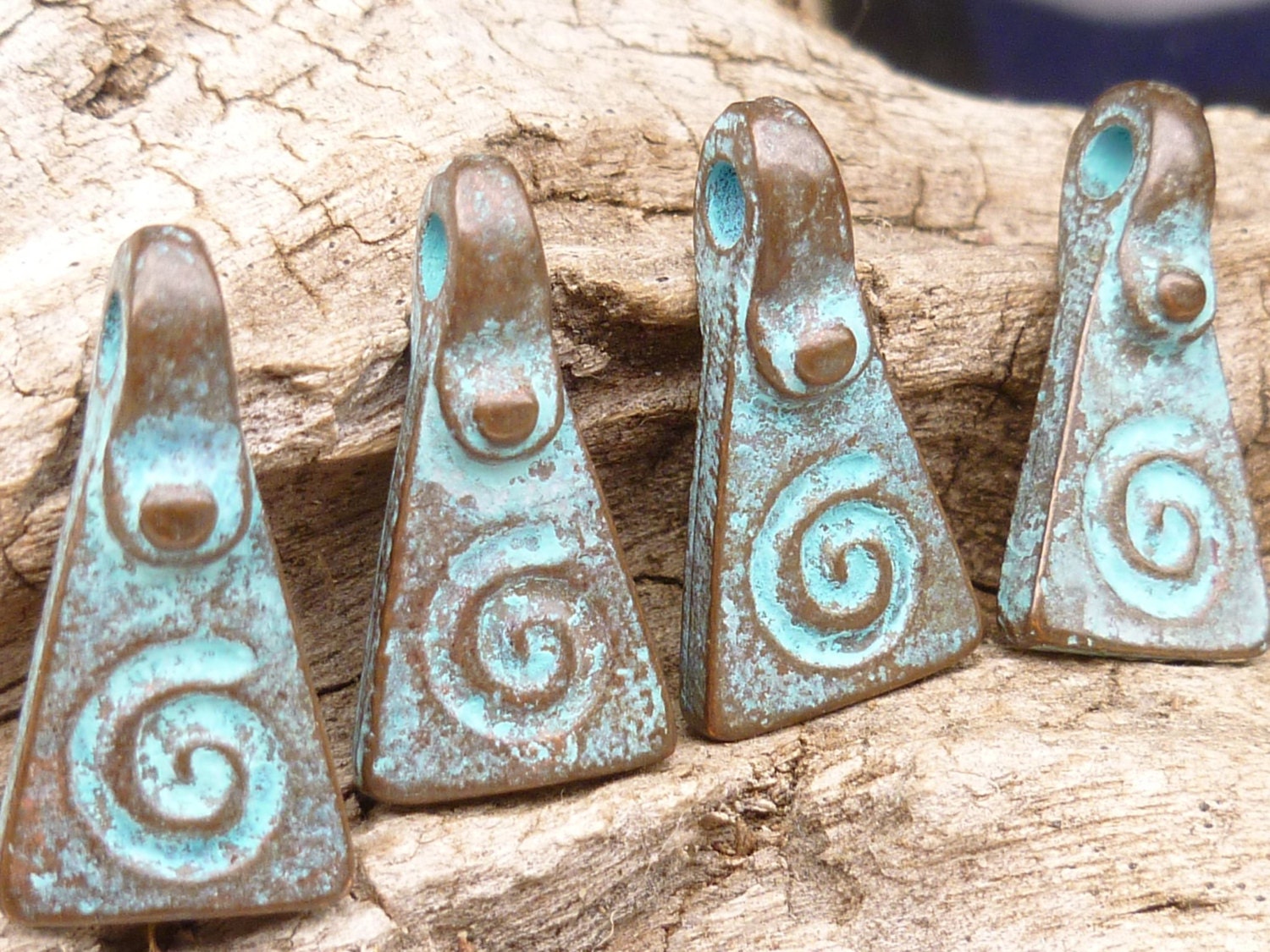 Meandros Spiral Pendant Charm, Rustic, Patina Beads, Mykonos Casting Pendant (2) - M39