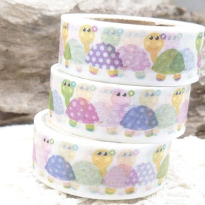 Turtle Washi Tape, Colorful Tortoise Washi Tape, Full Roll - F657