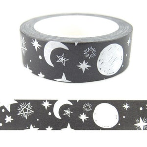 Moon and Stars Washi Tape, Celestial Washi Tape, Full Roll - CWWTS-16